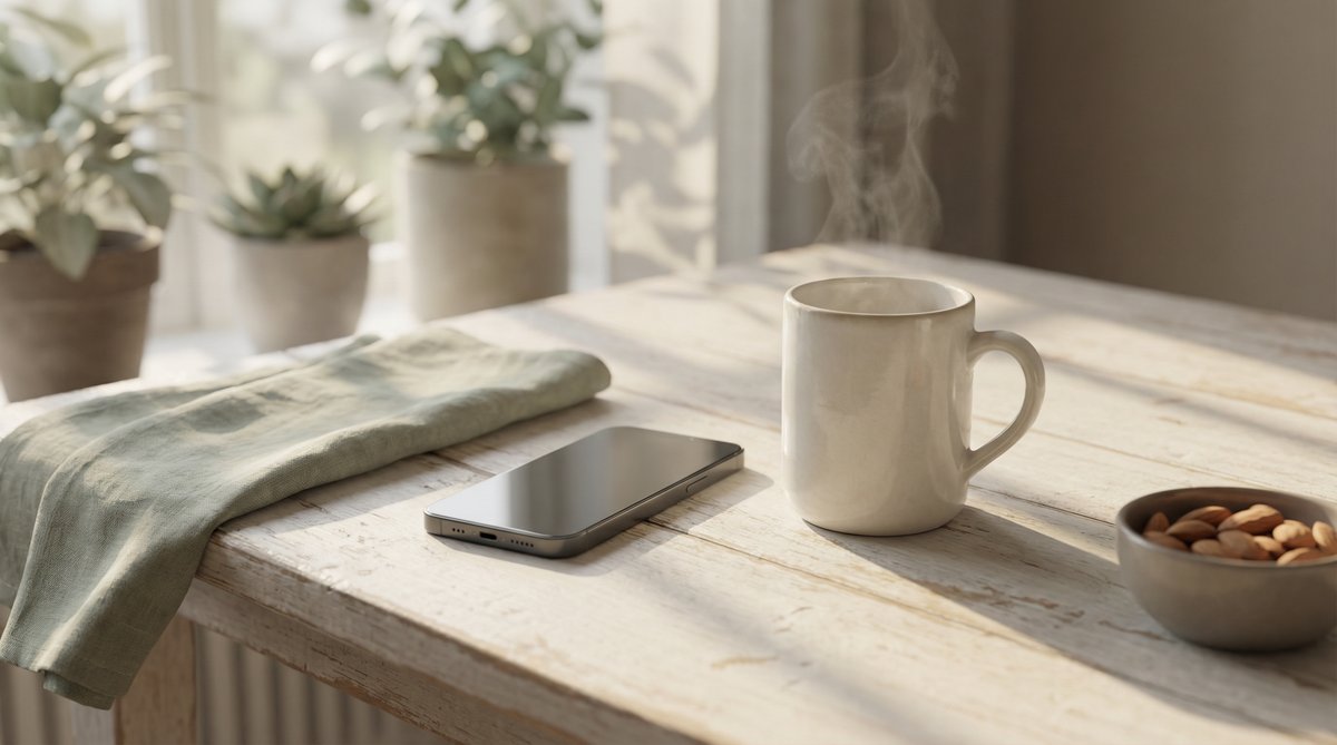 蘑菇视频 - 清晨温暖生活场景，木桌热茶，自然光感 - www.t04nys8s.cn